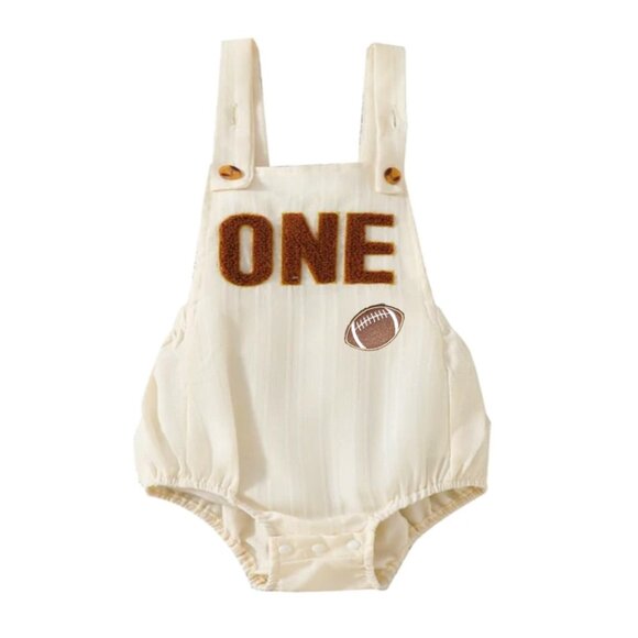 Football Romper Outfit Smash Football First Birthday Football Bodysuit Sport - Picture 1 of 7